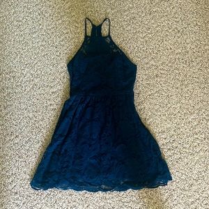 Blue fancy lace kids dress